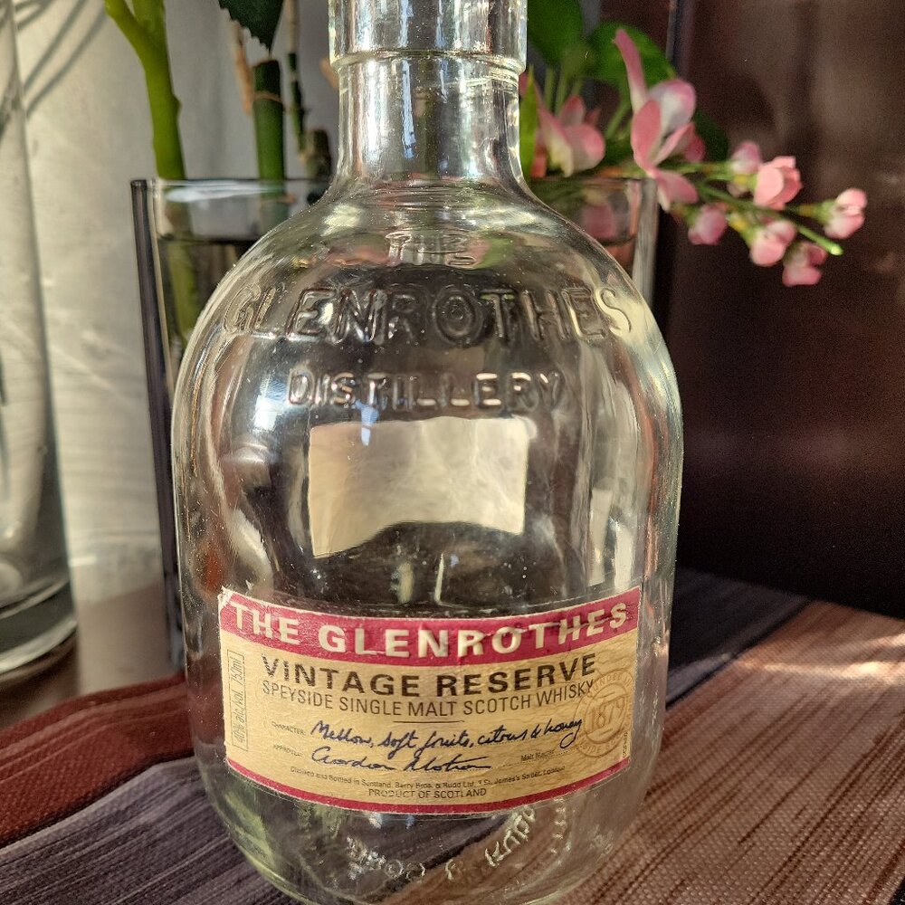 Rare Glenrothes Vintage Reserve Empty Whiskey Bottle - Heavy Glass Collectible